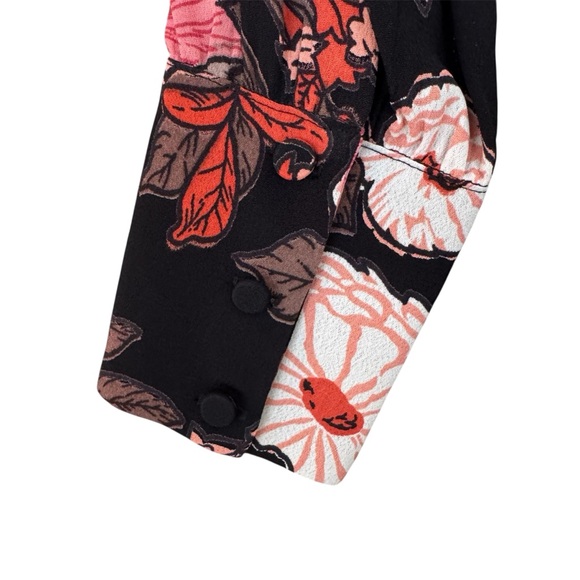 Reformation Black Floral Wrap Dress | Pink & White Flowers | NWT | Sz S - Picture 8 of 10